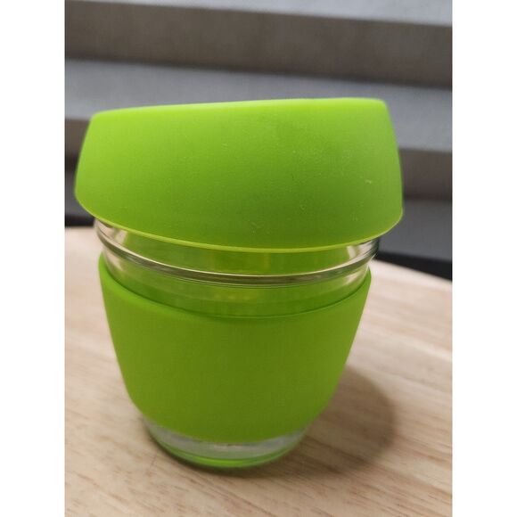 JOCO Reusable Glass Coffee Cup 8 oz – Green Lid & Gripper – Eco-Friendly - Picture 2 of 6